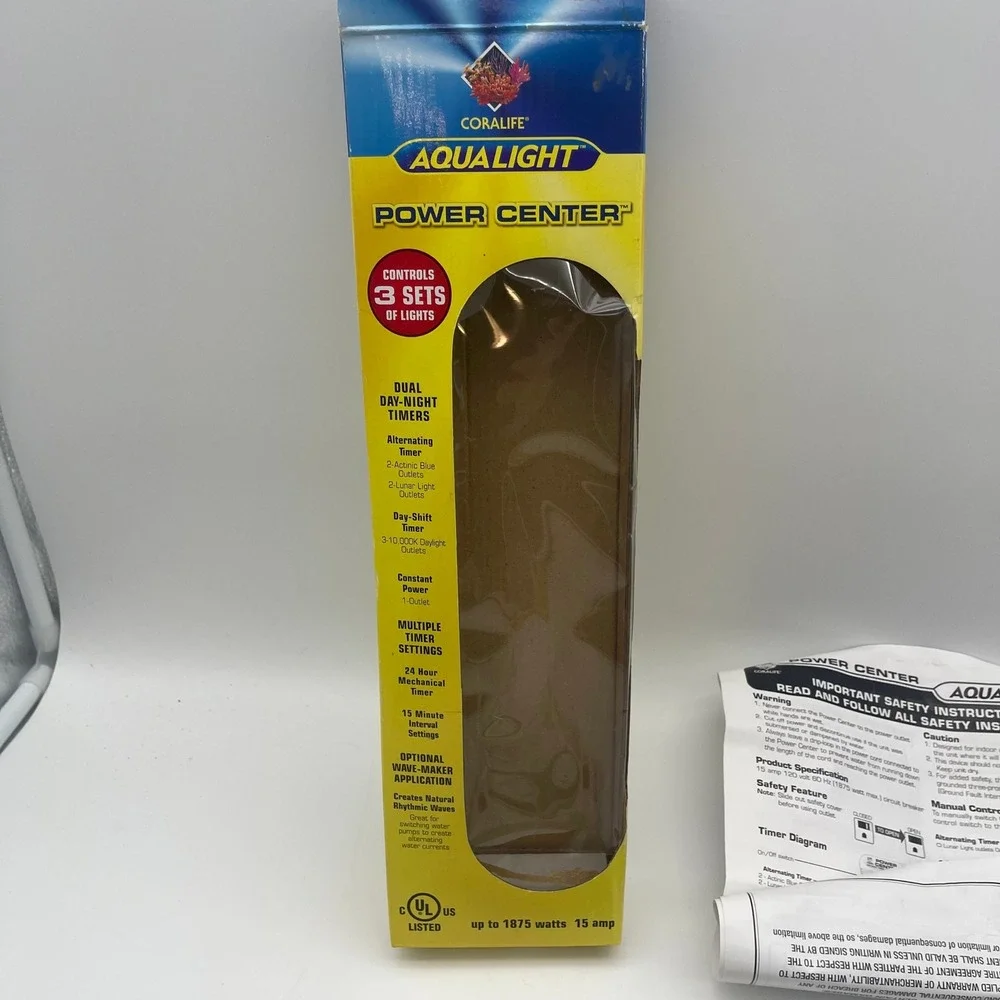 Coralife Aqualight Power Center Dual Day-Night Timer Wave-Maker 15A 1875W 01611
